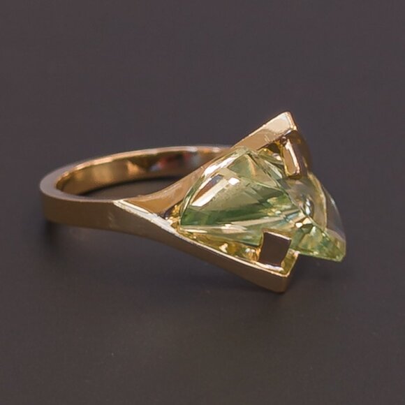 Neon-Lens Spinel Ring | 14 k Gold | Strellman's, c. 1960s - Picture 5 of 14